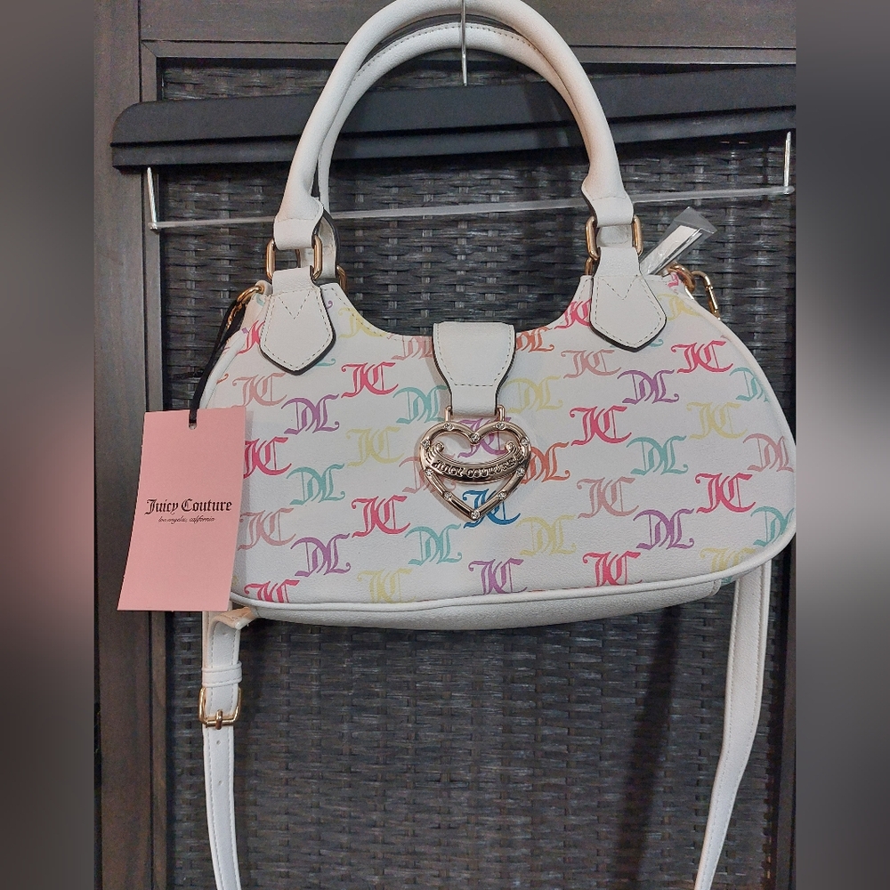 Juicy Couture Angel White Rainbow Multi Whats The Scoop Crossbody Bag NWT